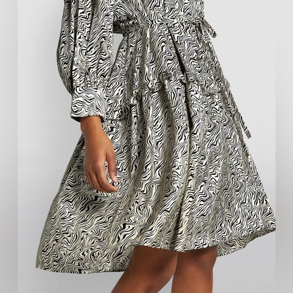 SANDRO 100 % SILK Salome belted zebra-print silk-twill dress - Small - Picture 2 of 16